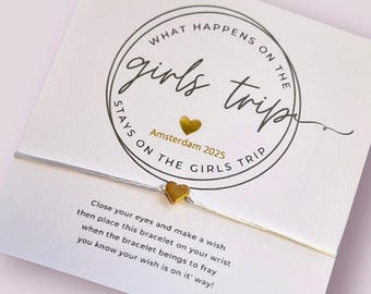 Girls Trip, Holiday, Weekend 2026 Wish Bracelet: Friendship jewellery Keepsake - Personalised
