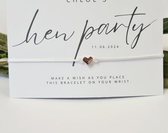 Calligraphy Hen Party, Baby Shower Wish Bracelets - Personalised  - Goodie Bag Filler - Hen Weekend, Hen Do, Girls Weekend - CA6