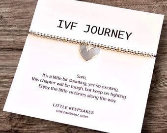 Bracelet personnalisé pour un parcours de FIV : Breloque cœur plaquée argent, cadeau de fertilité, d’encouragement et d’espoir