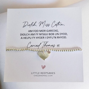 Welsh Teacher Bracelet, Diolch Athro Bracelet, Teacher Thank You Gift, End of Term Teacher Gift, Teaching Assistant Gift