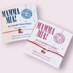 Mamma Mia Hen Party & Birthday Wish Bracelet – Personalised ABBA Dance Favour, Bridesmaid Gift, Bachelorette and Birthday Keepsake