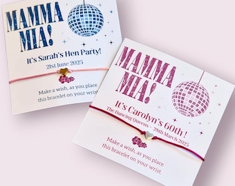 Mamma Mia Hen Party & Birthday Wish Bracelet – Personalised ABBA Dance Favour, Bridesmaid Gift, Bachelorette and Birthday Keepsake