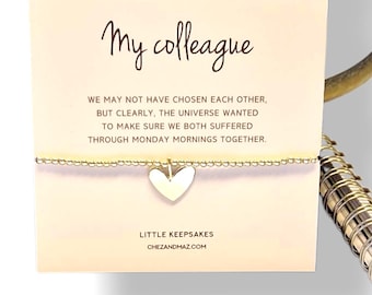 Pulsera Corazón Plateada para Compañeros: Regalo de amistad - Para esos lunes difíciles - Navidad - Regalo de despedida - Cumpleaños