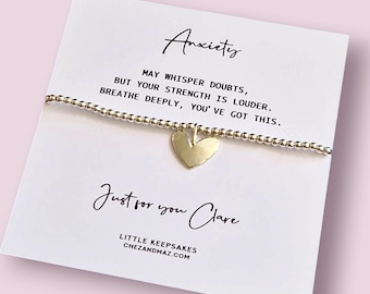 Silver Plated Heart Anxiety Bracelet: Calming Jewellery Gift - Mental Health - Whispers Doubt