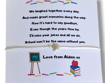 End of Term, class 2026, Wish Bracelet: Student Friendship Gift, Personalised , teacher, friend, student