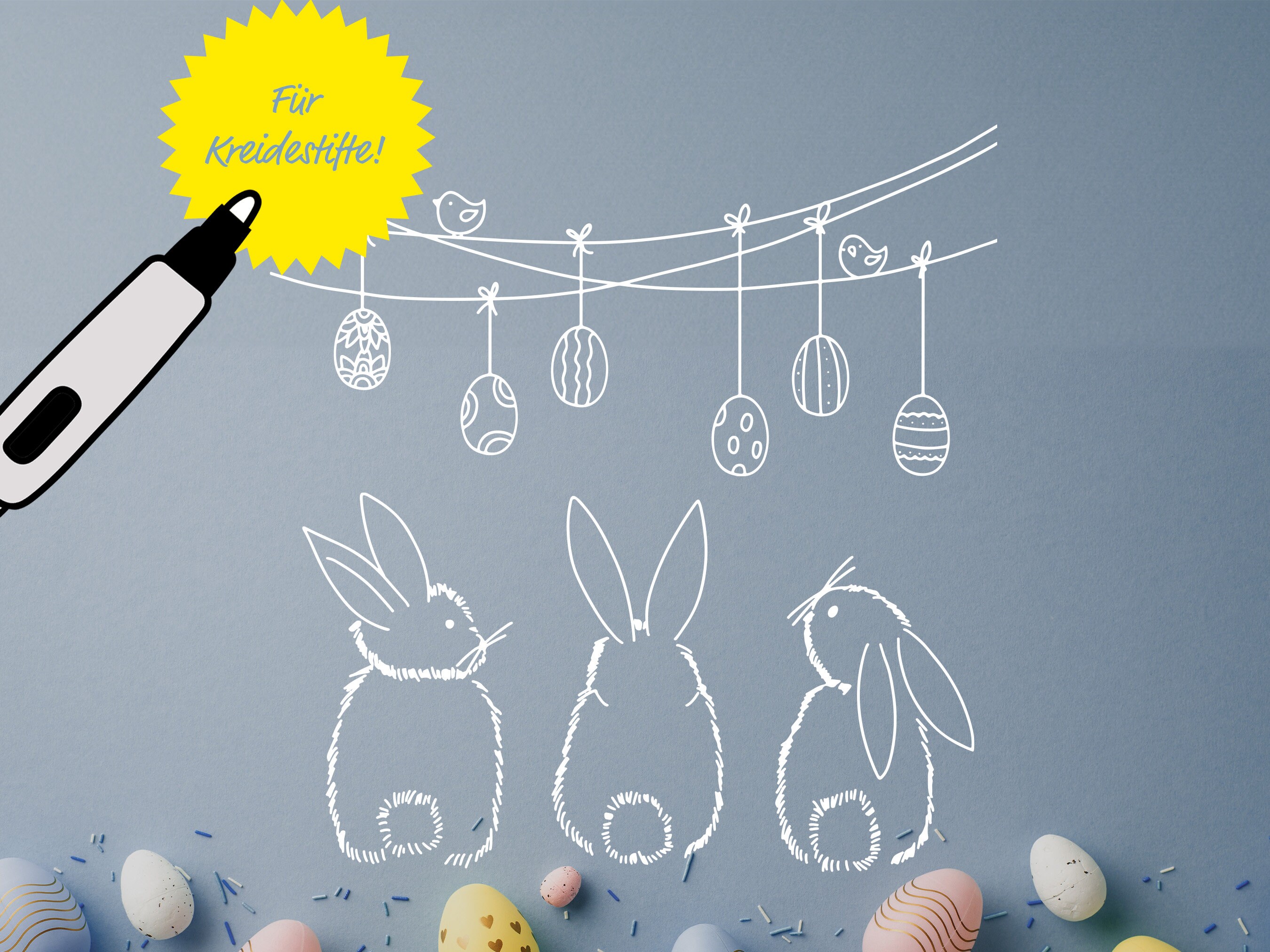 Kreidestift Fenster Vorlage Ostern