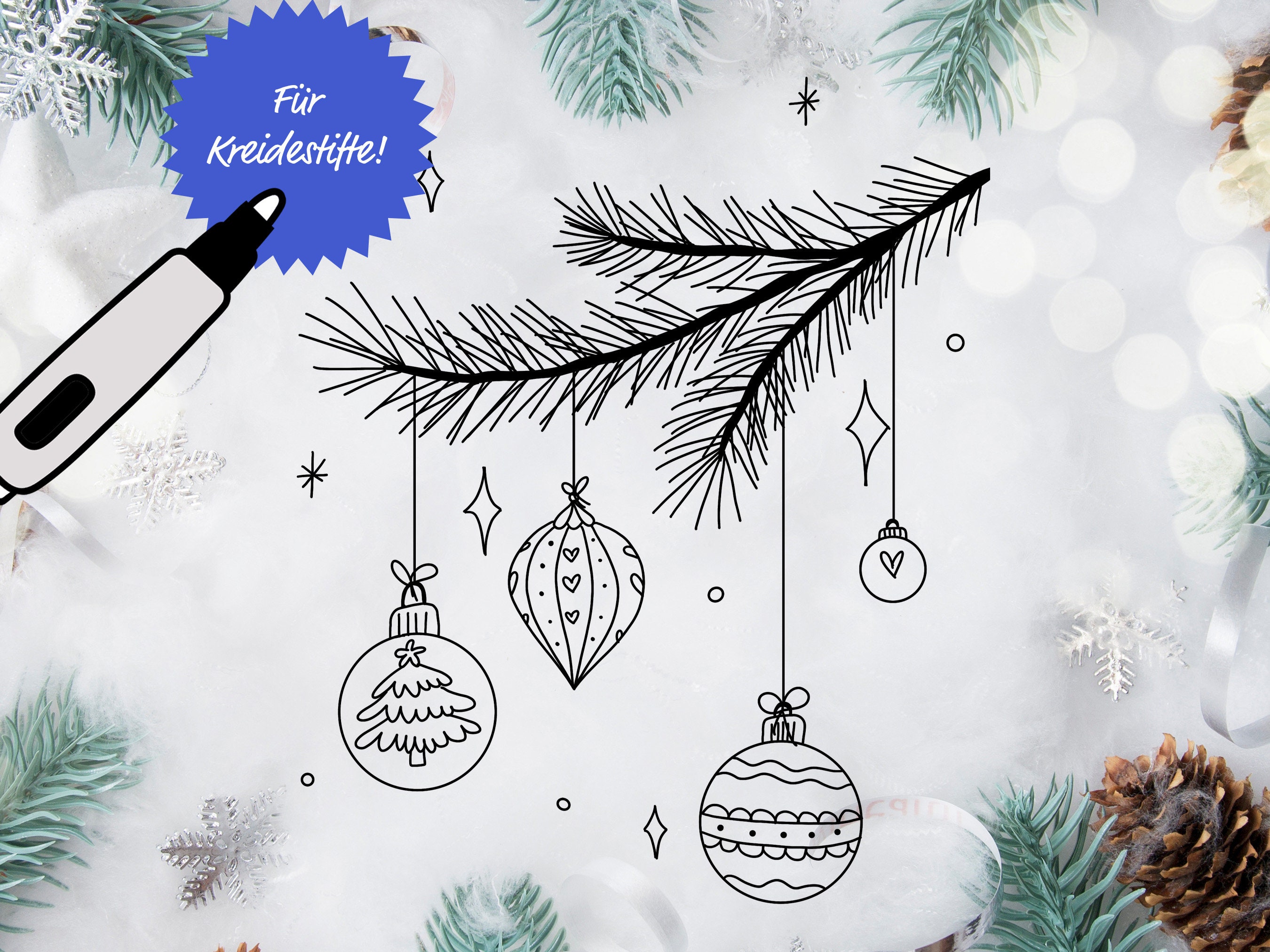 Kreidestift Vorlage Weihnachten Weihnachtsdeko Kreidestift - Etsy.de