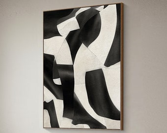 Beige and Black Abstract Painting — Wall Deco Art — Boho Minimalist Art