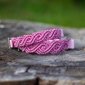 24-36 cm pink boho collar for dogs, avocado paracord dog collar, collar for small dogs, macrame dog collar, birthday gift for dog mom