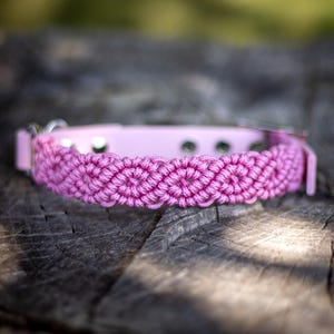 20-32,5cm lavender pink boho collar for small dogs, paracord dog collar, biothane leash, macrame dog collar, birthday gift for dog mom