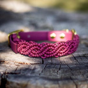 20-32,5cm mulberry pink boho collar for small dogs, paracord dog collar, biothane leash, macrame dog collar, birthday gift for dog mom