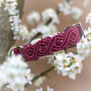 24-27 cm pink boho collar for dogs, mulberry paracord dog collar, collar for small dogs, macrame dog collar, birthday gift for dog mom