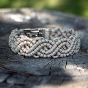 39,5cm beige boho collar, braided paracord dog collar, lightweight collar for bigger dog, macrame dog collar, birthday gift for dog mom