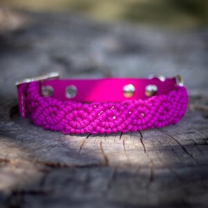20-32,5cm bubblegum pink boho collar for small dogs, paracord dog collar, biothane leash, macrame dog collar, birthday gift for dog mom