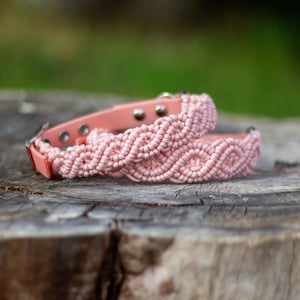 31-35,5cm cm pink boho collar for dogs, mulberry paracord dog collar, collar for small dogs, macrame dog collar, birthday gift for dog mom
