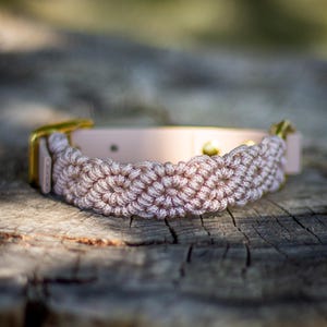 20-32,5cm pearl rosé pink boho collar for small dogs, paracord dog collar, biothane leash, macrame dog collar, birthday gift for dog mom