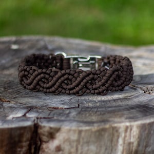 46,5cm dark brown boho collar, braided paracord dog collar, lightweight collar for bigger dog, macrame dog collar, birthday gift for dog mom
