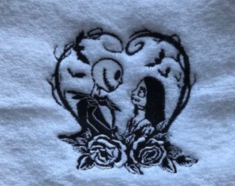 Jack und Sally in Rosen Handtuch Set