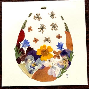 Carte de Pâques fleurs pressées, carte originale de fleurs pressées, carte de vraies fleurs, carte pour elle, Pessa'h, carte spéciale botanique, unique