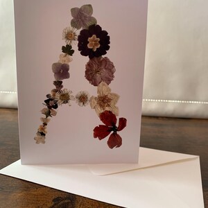Buchstabe A Karte | Blumen Print Karte |  Grußkarte | Karte für Sie | Initial A | Leere Karte | Gepresste Blumenkarte A | Floral Alphabet Karte