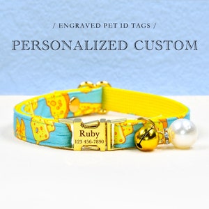 Collier pour chat, Collier fromage personnalisé personnalisé, Collier pour chat gourmand, Nœud papillon, Collier pour petit chien, Cadeau pour amoureux des chats, Carte d'identité pour chat, Collier pour chaton