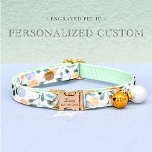 Laurel Grün Katzenhalsbänder, personalisierte benutzerdefinierte Kätzchen / Welpe / kleine Hundehalsband Fliege Leine, Hochzeit / Geburtstag Kostüm