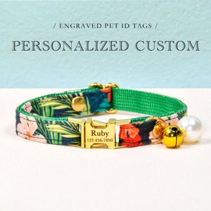 Collier pour chat, collier fleur personnalisé personnalisé, collier chat Flroal, noeud papillon, collier petit chien, cadeau pour amoureux des chats, carte d'identité de chat, collier chaton