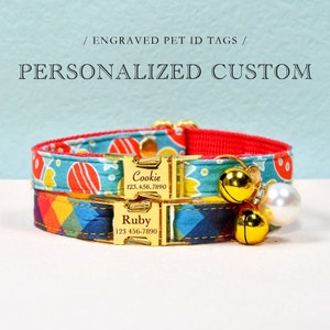Collier personnalisé pour chat, Collier pour chat, Carte d'identité pour animal de compagnie, Collier pour chat doré, Colliers pour chaton, Cadeau pour amoureux des chats, Collier pour petit chien