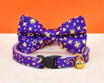 Collare per gatti Moon & Star con fiocco, collare per gattini Breakaway