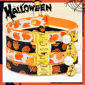 Pumpahalsband för katt, personlig fluga, Halloween-kattungehalsband