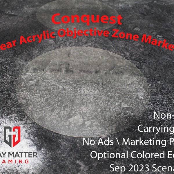 Conquest Objective Zone Markers - Clear Non-Skid Acrylic with Bag