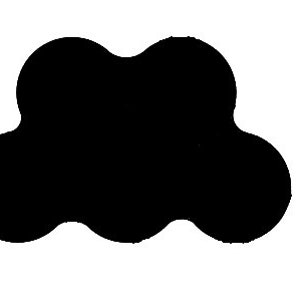 May include: Black silhouette of a cloud with a rounded shape.