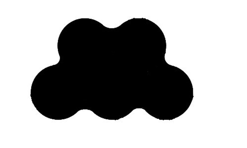 May include: Black silhouette of a cloud with a rounded shape.