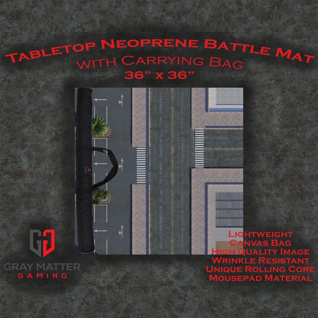 Tabletop Wargame Battle Mat W\ Bag - Modern City 1 - 36x36 - Neoprene ...