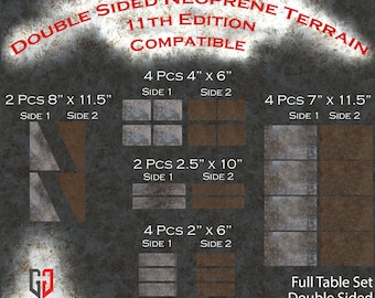 Terrain Markers \ Footprints for 11th Edition - Double Sided Neoprene - Full Table Set of 16 Pieces