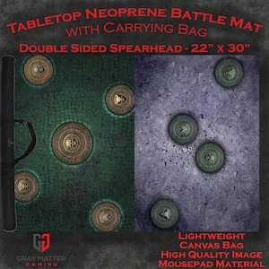Double Sided Battle Mat w\ Bag - Spearhead Season 2 - Stitched Edges - 22x30 - Neoprene