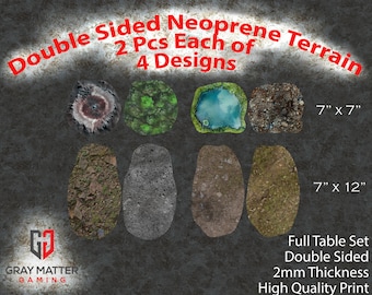 Terrain Markers Footprints - Doppelseitiger Neopren - Full Table Set mit 8 Stück