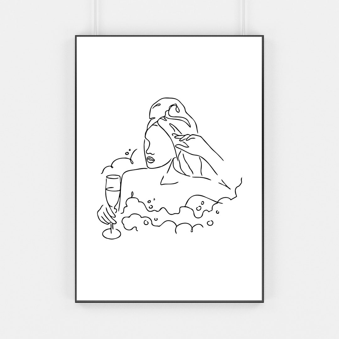 Printable Bathroom Art Line Art Print Bathroom Minimalist Etsy