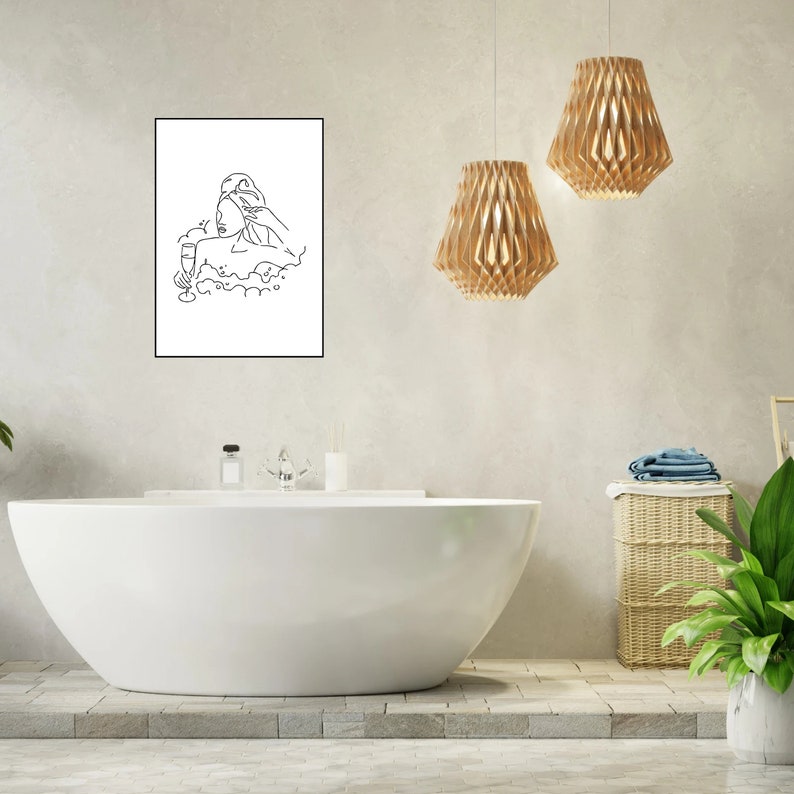 Printable Bathroom Art Line Art Print Bathroom Minimalist - Etsy