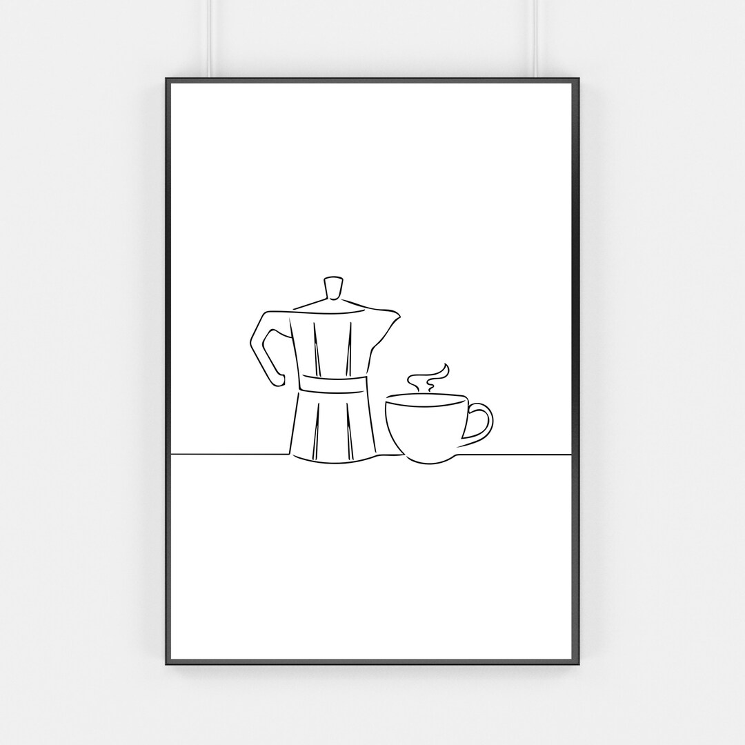Printable Kitchen Coffee Art Line Art Print Kitchen Etsy