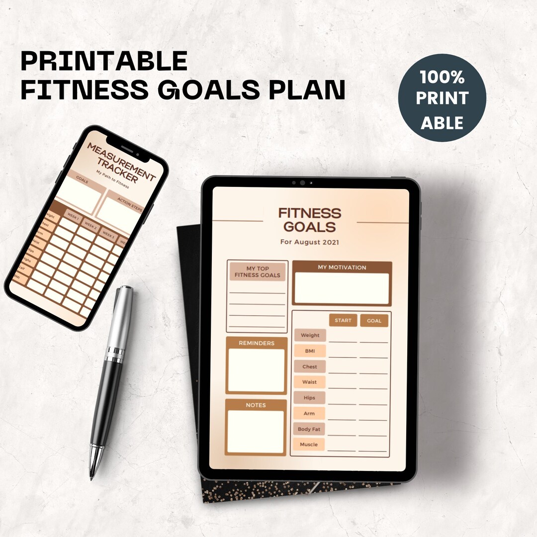 Fitness Goal Planner Printable Fitness Goal Tracker Monthly Etsy