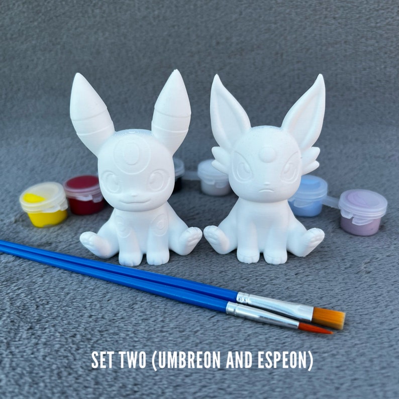 Chibi Eevee and Eeveelutions 3D Printed Models & Paint Kits Pokemon