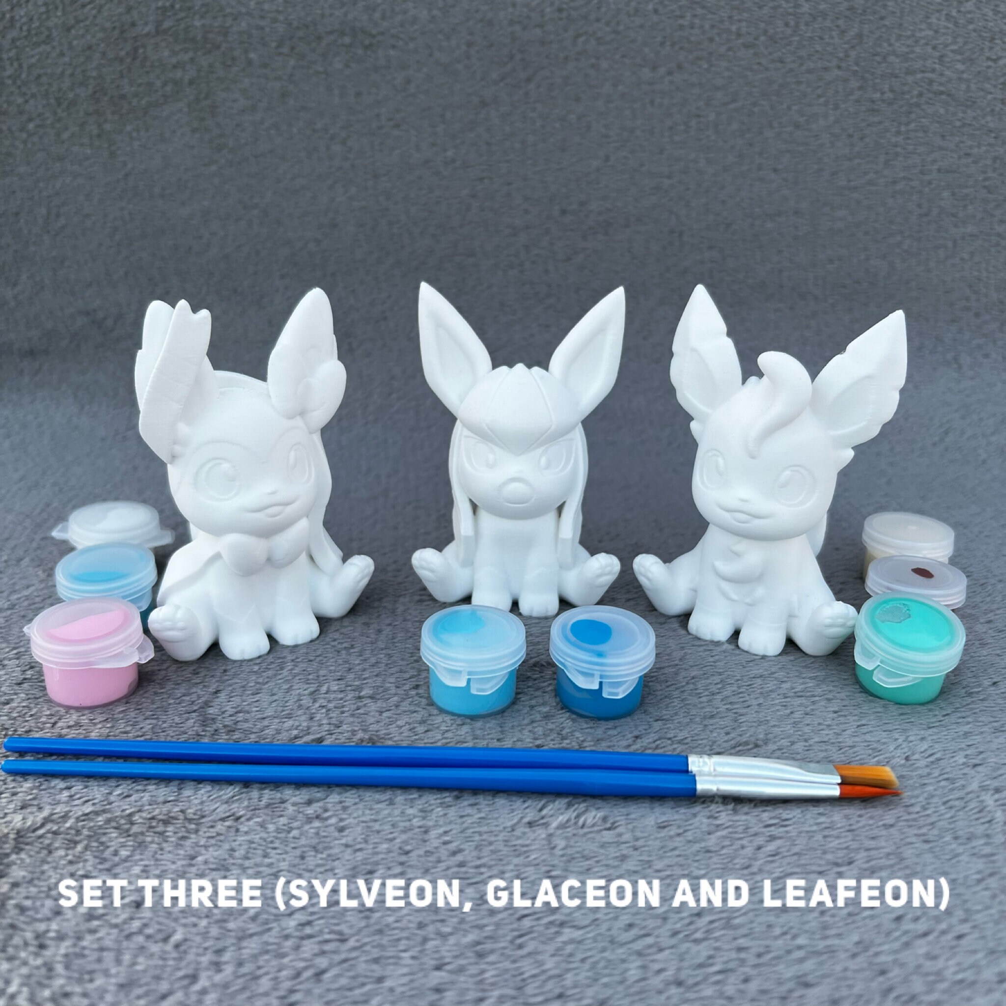Chibi Eevee and Eeveelutions 3D Printed Models & Paint Kits Pokemon