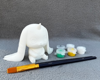 Terriermon inspired Paint Kit | Digimon, 3D Printed, Fan Art, Craft, Gift, paint your own