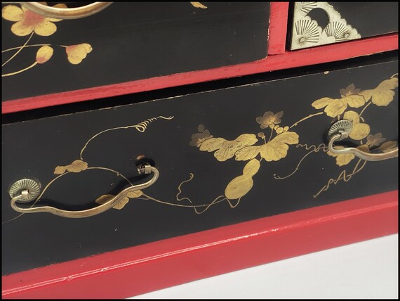 Antique Japanese Meiji Period Wooden Lacquered Ha… - image 7