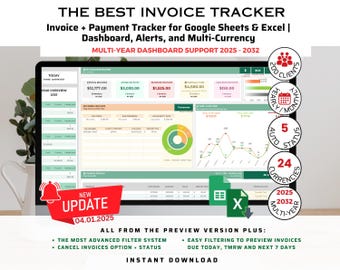 Small Business Invoice Tracker | Google Sheets & Excel Template (Digital Download)