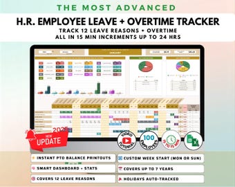 HR Employee Time-Off Tracker: Google Sheets & Excel (Digital Download)