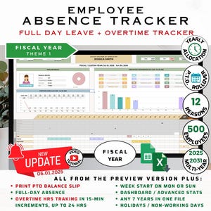 Annual Leave Tracking: Leave Tracker, Planner for  Employee Vacations, Medical Leave, and Small Business – Excel Template and Google Sheets
