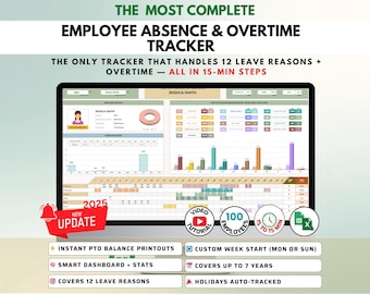 Employee Absence Tracker: Leave & Overtime Management (Digital Download)