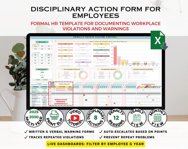 Disciplinary Action Form System | Employee Warning Notice Template, HR ...